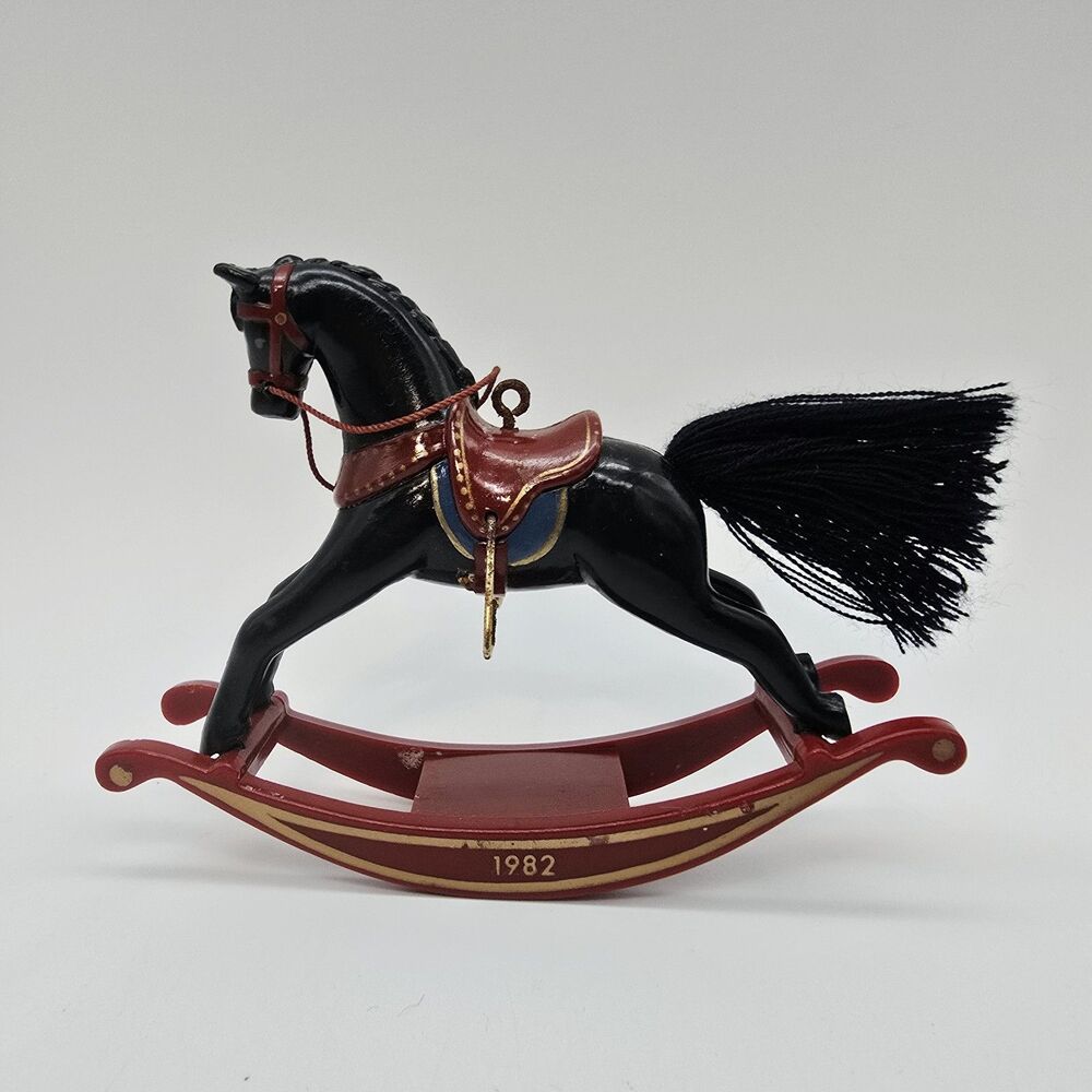 Hallmark Rocking Horse Ornament 1982 Black Stallion Yarn Tail #2 Series No Box